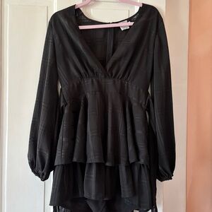 Elegant Black Long Sleeve Romper